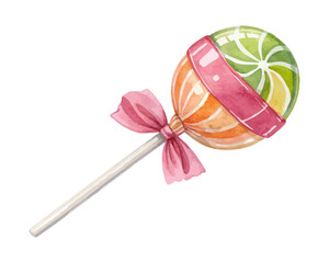 Watercolor Candy Lollipop vector illustration isolated on white background