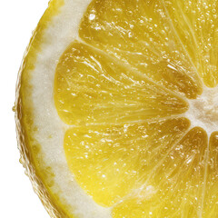 Macro Shot of Lemon Slice with Texture on white background