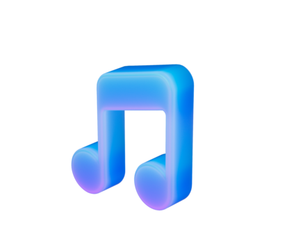 Vibrant 3D musical note in gradient blue and purple, representing rhythm. 3d illustration