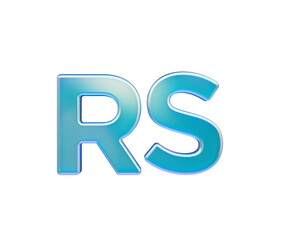 Glossy 3D letters RS in vibrant blue and purple, isolated, modern typography. 3d illustration