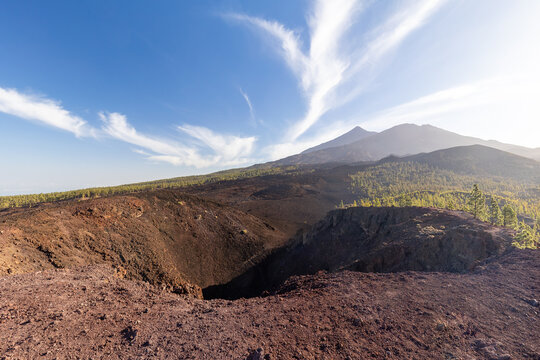 Aussicht vom Vulkan Samara im Parque National del Teide auf  den Teide-Vulkan auf der Insel Teneriffa, Spanien