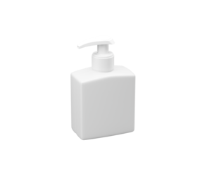 White pump bottle for soap, lotion, or sanitizer, isolated on transparent