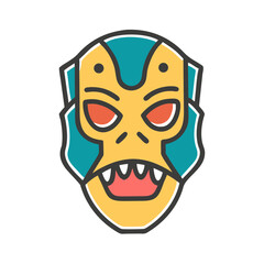 Mask With Eerie Glowing Eyes Icon Line Art