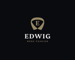 E letter suit apparel clothing monogram logo vector icon illustration