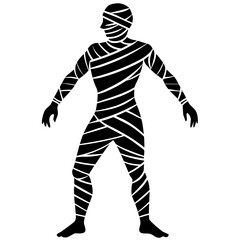 Mummy Full Pose With Flowing Bandages Icon Vector Silhouette