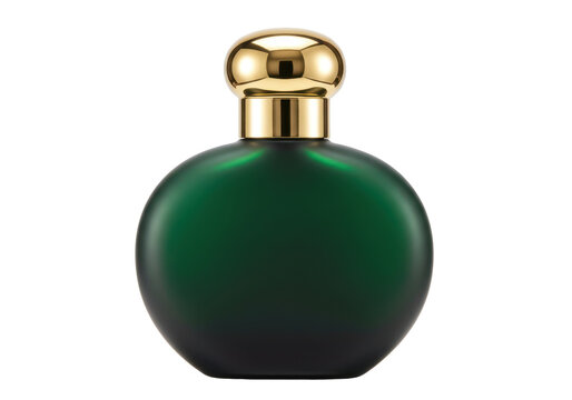 Isolated perfume bottle on a simple background with golden cap in fashion and beauty style