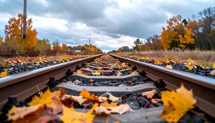 Realistic railway transport scenes: freight trains, passenger trains and railway stations in autumn landscapes. Perfect stock imagery for transport, infrastructure and global logistics themes.
