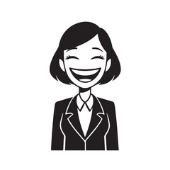 Beautiful Woman in Formal Dress Black and White Illustration Vector Art Design