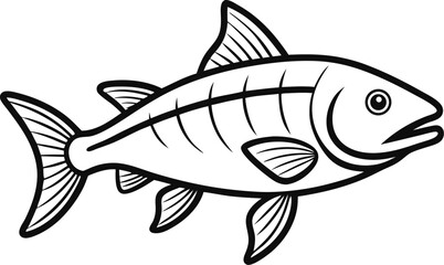 Salmon fish outline icon vector on white background 