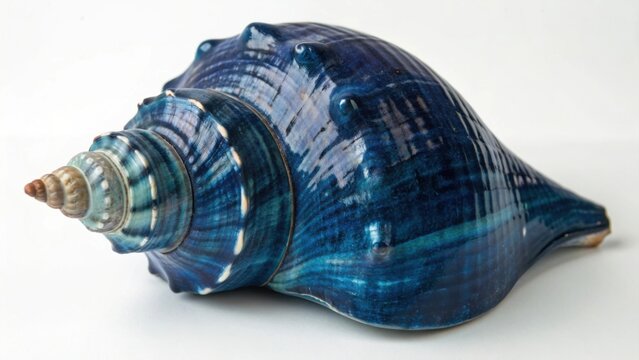 sea shell on blue background