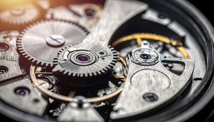 Detailed Watch Mechanism Close-up.