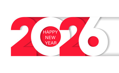 Happy New Year 2026 banner. New Year greeting card template. 2026 number design.