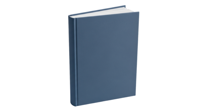 Isolated standing blue book on display in upright position for sale or promotional use