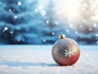 Superb Red bauble on snow