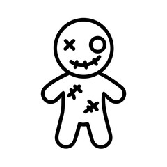Possessed Doll With Cracked Face Icon Line Art