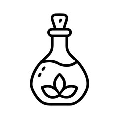 Potion Bottle With Flower Herb Icon Line Art