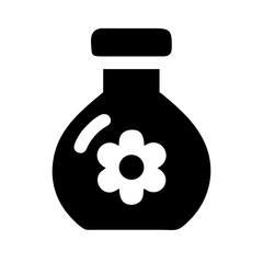 Potion Bottle With Flower Design Icon Vector Silhouette