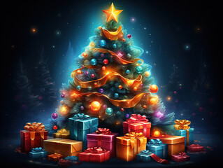 Incredible Horizontal christmas banner with gifts