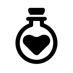 Potion Bottle With Heart Shaped Glass Icon Vector Silhouette