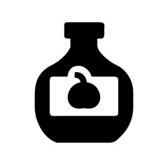 Potion Bottle With Pumpkin Label Icon Vector Silhouette