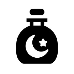 Potion Bottle With Moon And Star Label Icon Vector