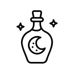 Potion Bottle With Moon And Stars Icon Line Art