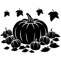 Pumpkin Patch With Scattered Leaves Icon Vector