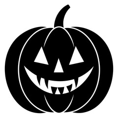 Pumpkin With Big Carved Smile Icon Vector Silhouette Duplicate Two
