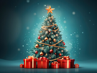 Superb artistic decorative christmas tree holiday card design