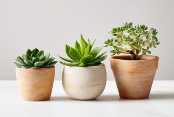 Fototapeta premium Potted succulents isolated on a white background