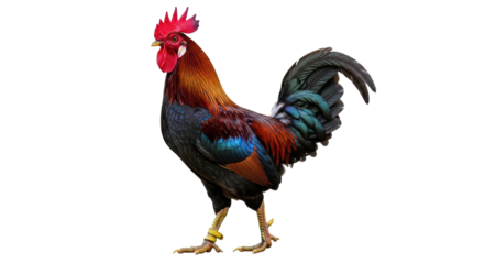 Isolated Rooster, fowl poultry animal, chicken bird standing proud, male cockerel domestic pet