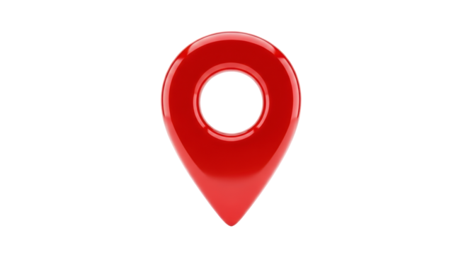 Isolated Red Location Pin Indicating a Specific Place, Point of Interest, or Address