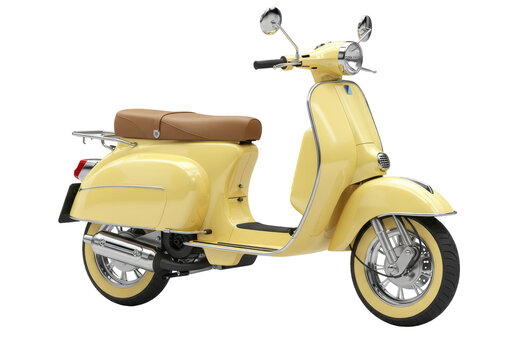 Isolated yellow scooter classic Italian transport vehicle antique moped two wheeler travel