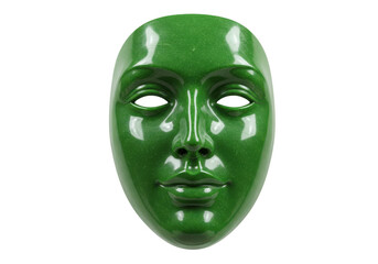 Isolated green jade mask, expressive face, theater, anonymity, character, masquerade © Freya