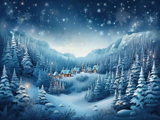 Incredible Flat background for winter season with snow and trees