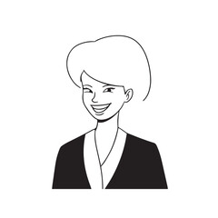 Beautiful Woman in Formal Dress Black and White Illustration Vector Art Design
