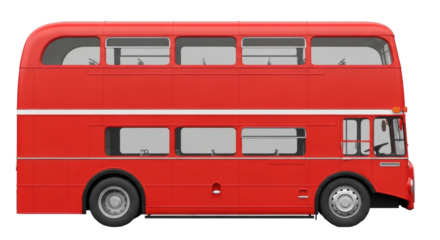 Isolated Red Double-Decker Bus Model, Realistic Vehicle Illustration, Transportation Object