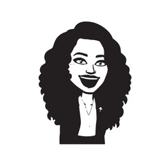 Beautiful Woman in Formal Dress Black and White Illustration Vector Art Design
