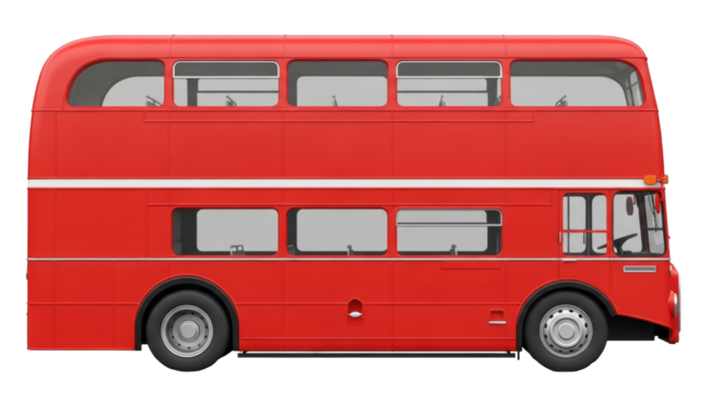 Isolated Red Double-Decker Bus Model, Realistic Vehicle Illustration, Transportation Object