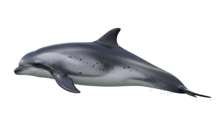 Isolated Pacific white-sided dolphin resting gracefully, aquatic mammal in the ocean deep