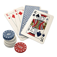 Gambling cards and chips on a dark background for poker night