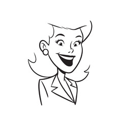 Beautiful Woman in Formal Dress Black and White Illustration Vector Art Design
