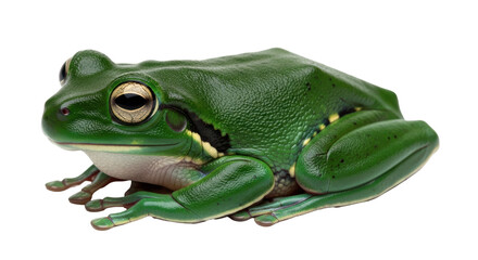 Isolated green tree frog looking into the camera, exotic amphibian with large eyes, animal portrait