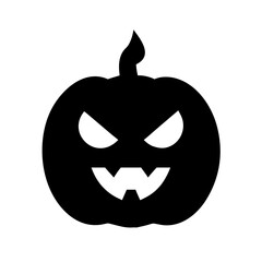 Pumpkin With Candle Glow Angry Expression Icon Vector