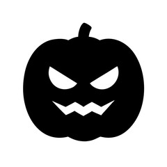 Pumpkin With Glowing Angry Eyes Icon Vector Silhouette