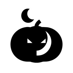 Pumpkin With Halloween Night Background Icon Vector