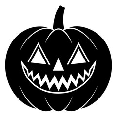 Pumpkin With Rounded Carved Face Icon Vector Silhouette