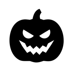 Pumpkin With Scary Teeth Icon Vector Silhouette