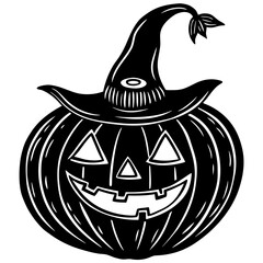 Pumpkin With Spooky Carved Eyes Icon Vector Silhouette