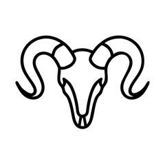 Ram Skull With Curled Horns Icon Line Art